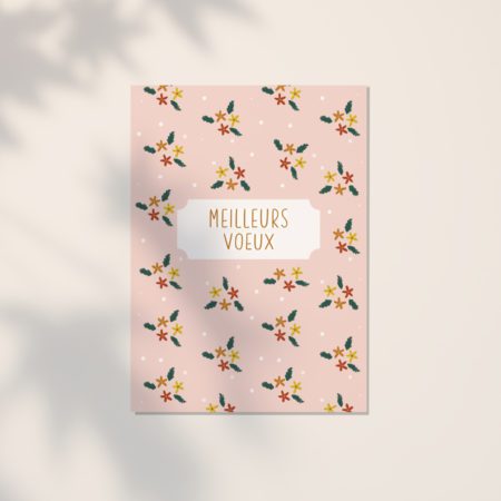 Carte de vœux - Fleurs et sapin