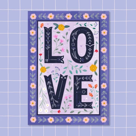 LOVE lettering and florals