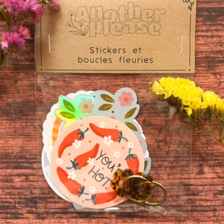 Stickers et boucles d'oreilles fleur