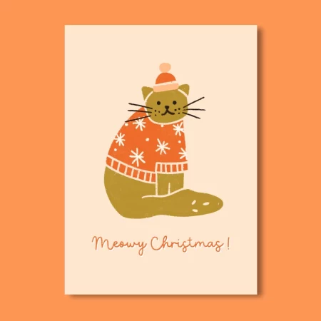 Carte de vœux -  Chat de Noël