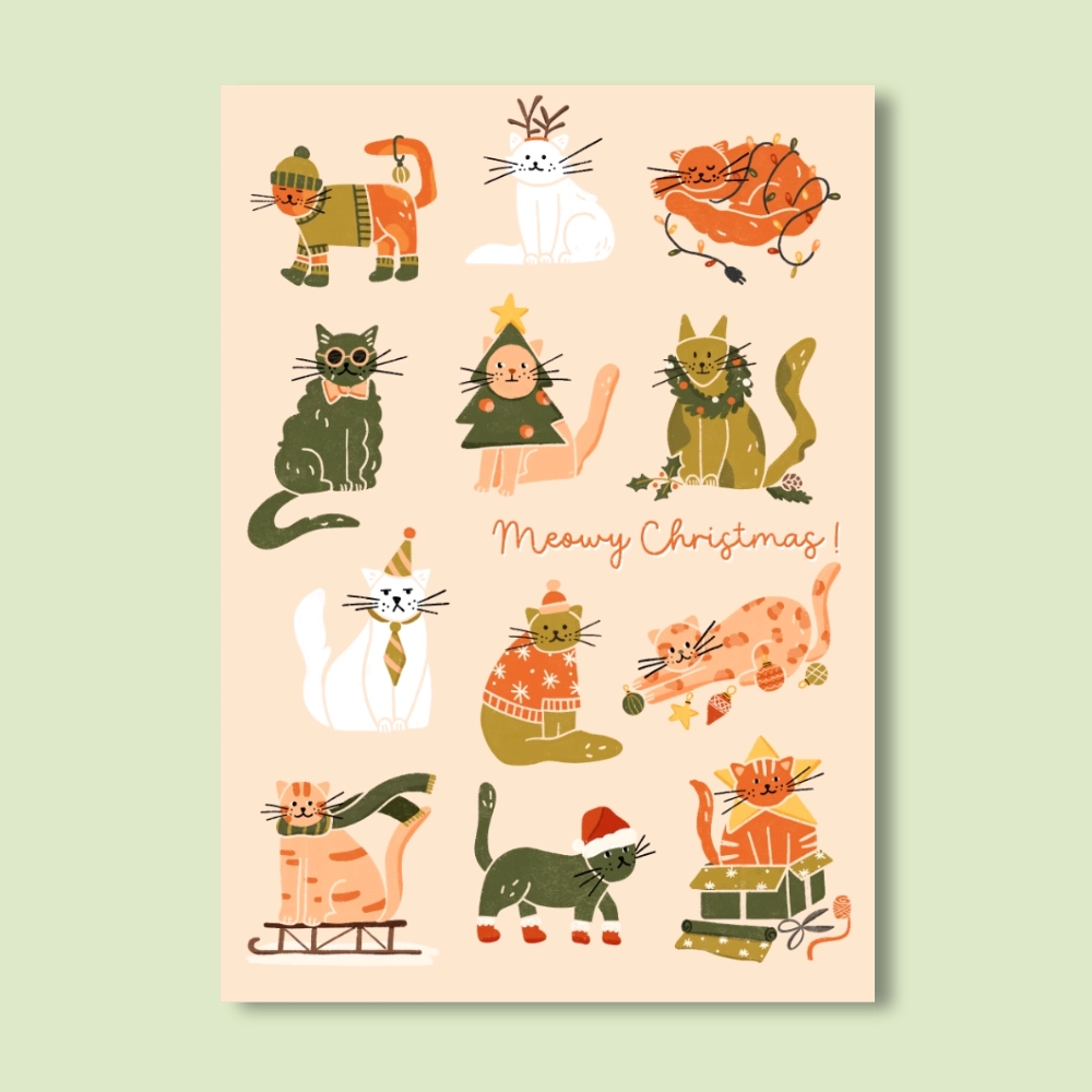 Carte de vœux - Meowy Christmas