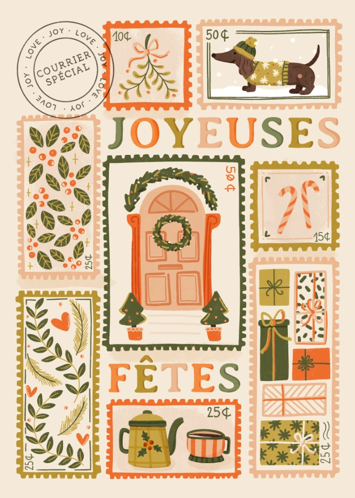 Carte de vœux - Timbres de Noël – Image 3