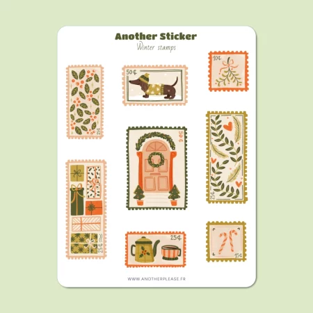 Planche de stickers - Timbres hivernaux