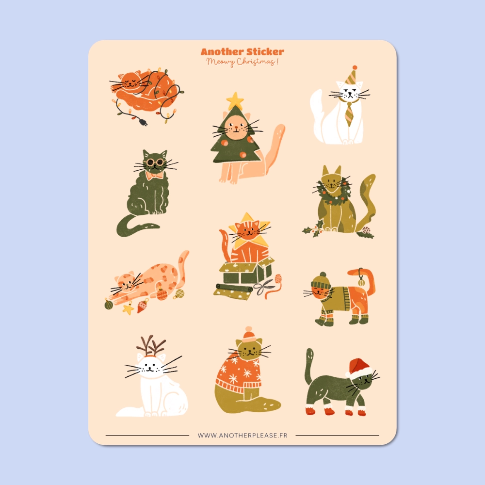 Planche de stickers - Chats de Noël – Image 2