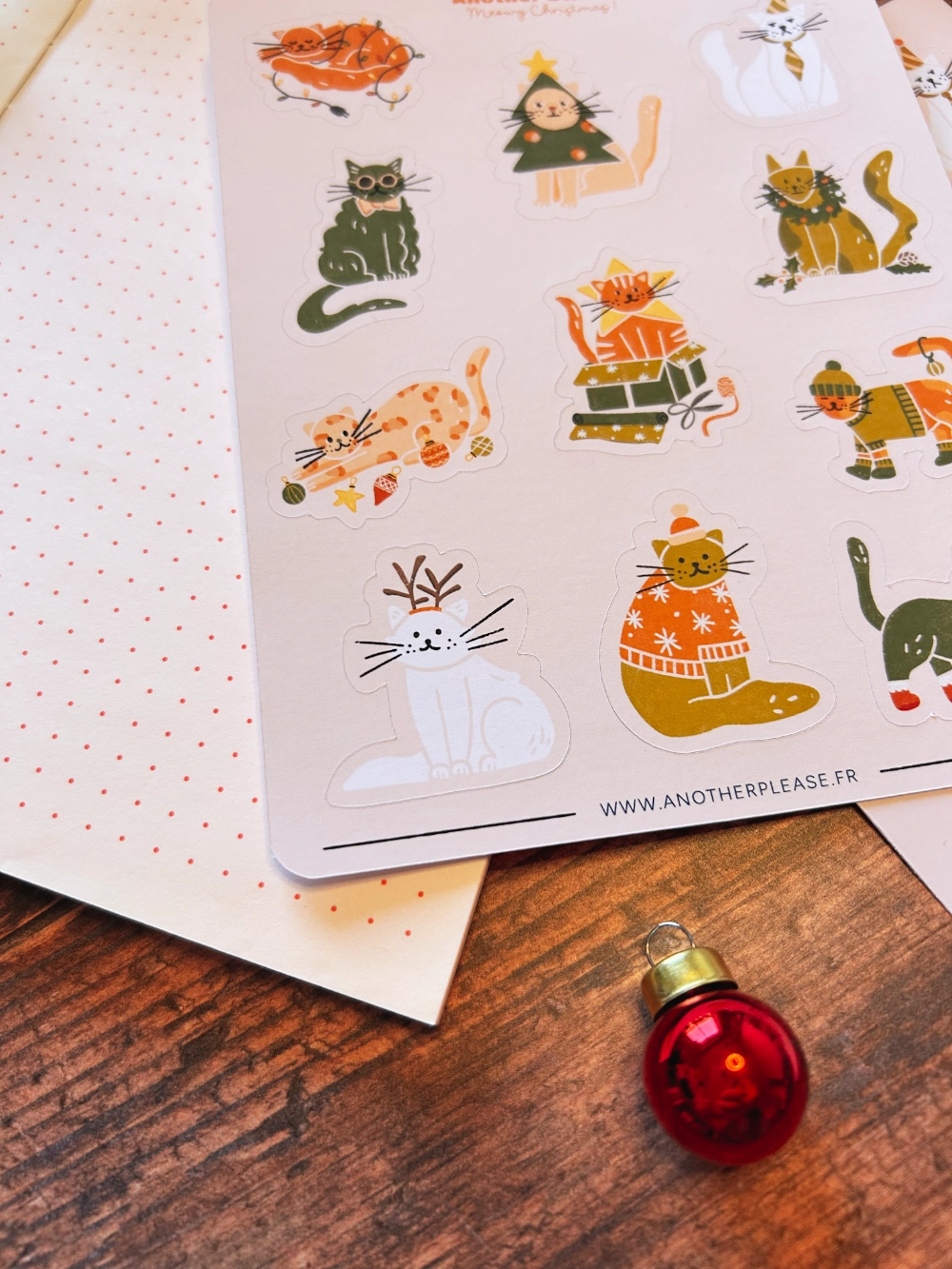 Planche de stickers - Chats de Noël – Image 3